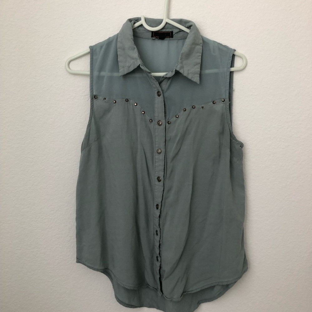 Short sleeve studded blouse